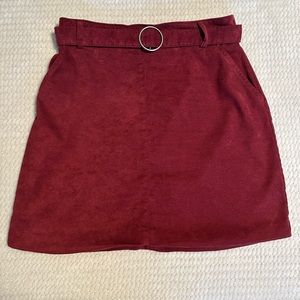 Hollister Ultra High Rise Red Suede Skirt Size M